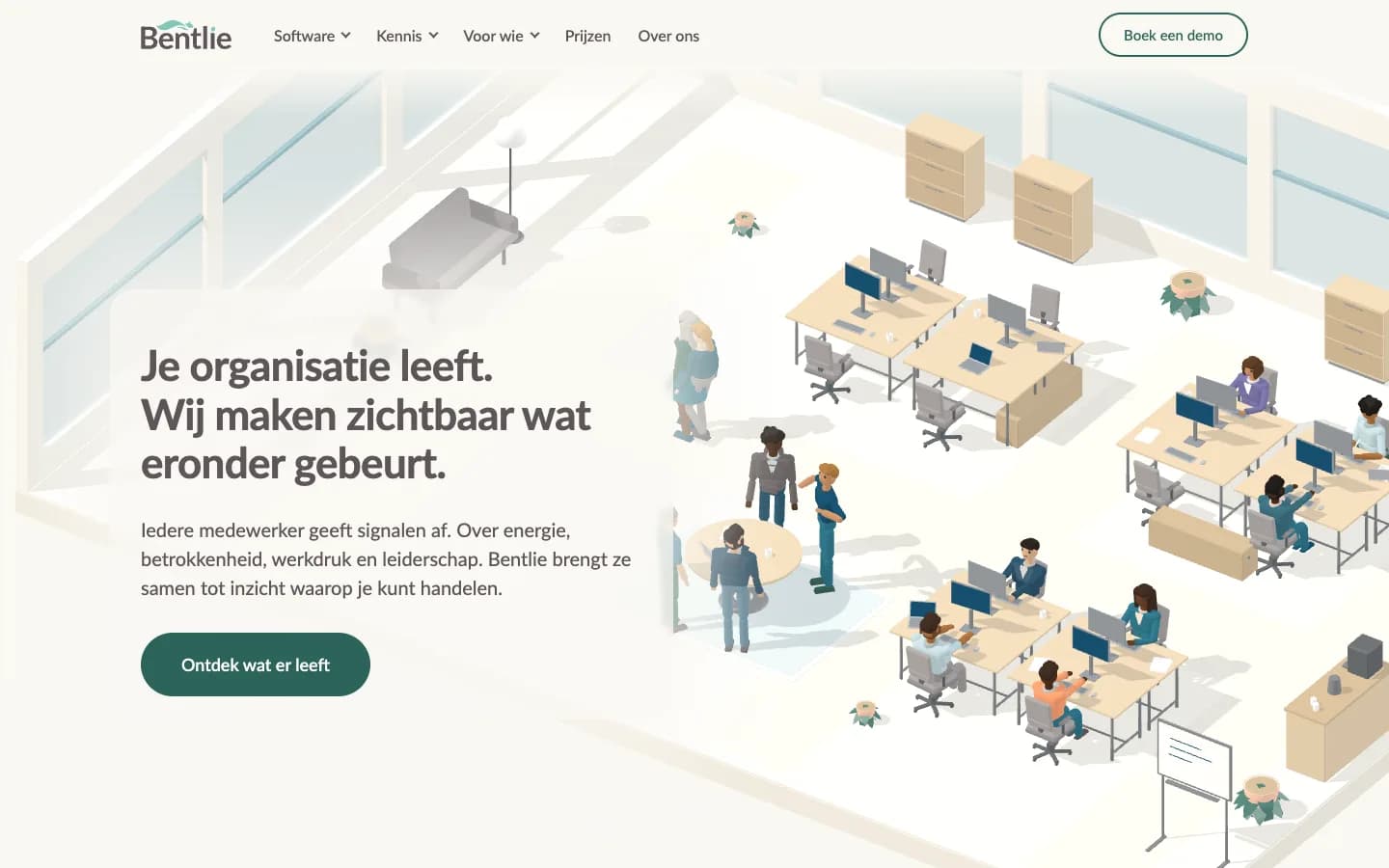 Vorschau der neuen Bentlie-Website mit einem isometrischen 3D-Büro.